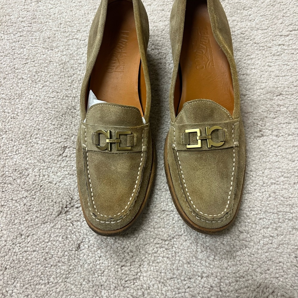 Salvatore Ferragamo Tan Suede Loafers 9AA
